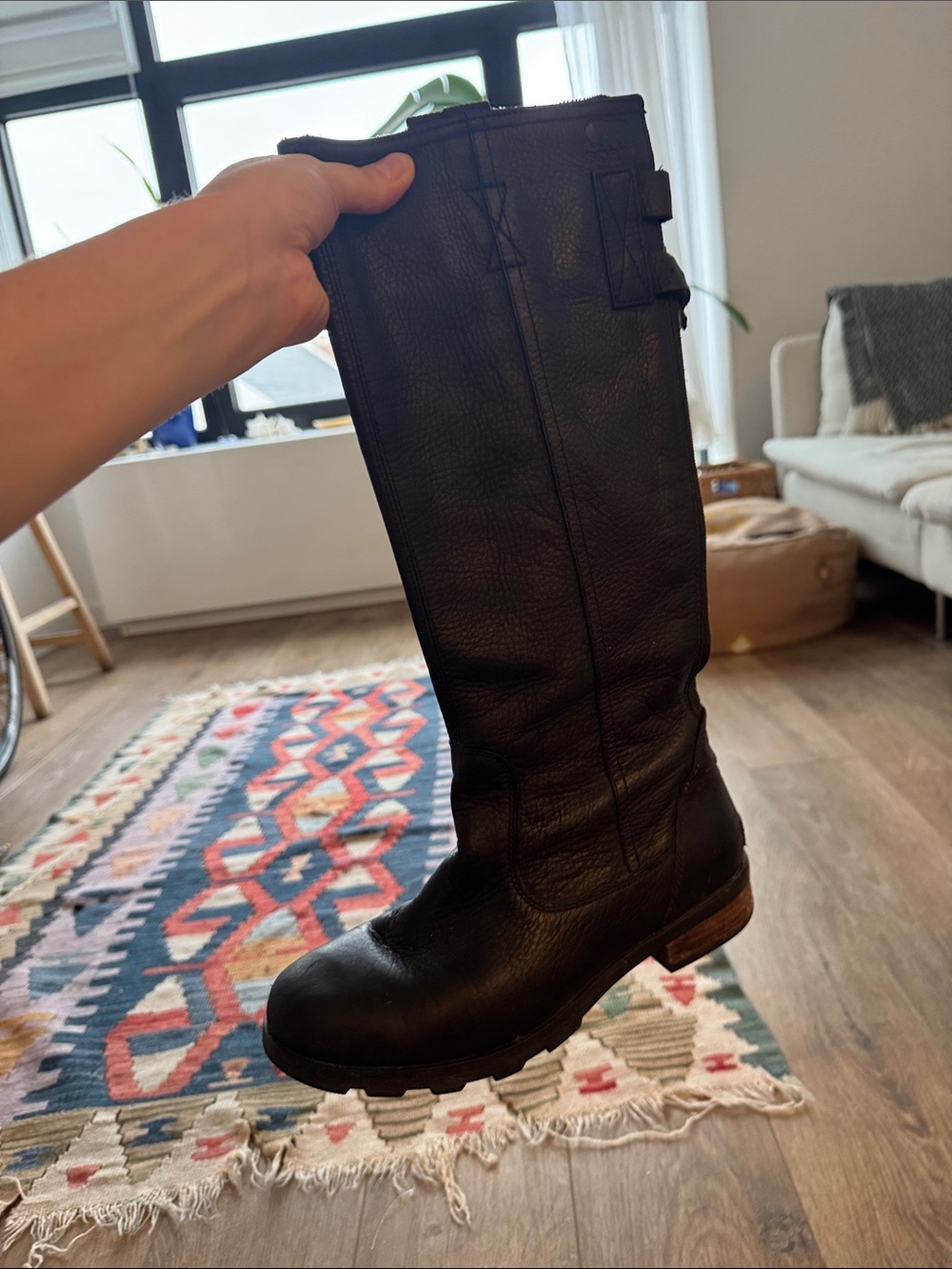 Sorel Black Leather Weatherproof Riding Boot